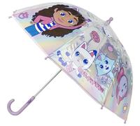 Parapluie à bulles Gabby et sa Maison Magique - Ouverture Manuelle - Rose - Imprimé Gabby et ses Amis - Fabriqué en 100% POE avec Cadre en Fibre de Verre - Produit Original Conçu en Espagne
