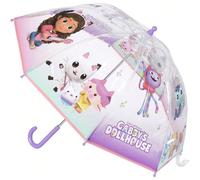Parapluie à bulles Gabby's Dollhouse - Transparent avec poignée violette - Ouverture manuelle - Fabriqué à 100 % en POE avec cadre en fibre de verre PROCHAINE AVENTURE : LE MONDE ! : Découvrez une nou