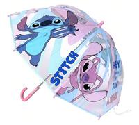 Parapluie à bulles Lilo & Stitch - Imprimé avec Stitch et sa petite amie ange - Ouverture manuelle - Fabriqué à 100 % en POE avec une structure en fibre de raisin DISNEY WORLD : Nous avons la licence