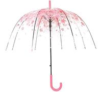 Parapluie à bulles transparent mignon en fleurs de cerisier - dôme transparent semi-automatique coupe-vent décoration de mariage pour enfants, filles, garçons ou femmes, rose, L