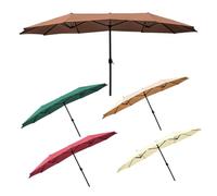 Parapluie À Mât Central À Trois Têtes, Parasol De Marché, 4,45 M, Installation Facile, sans Base, Coupe-Vent, 1 Pièce, 12 Nervures en Fibre De Verre, for Jardin(Wine Red)