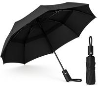 Parapluie Anti-Vent, Résistant À La Pluie Et Au Vent Fort ; Pliable, Unisexe, Léger, Résistant Et Compact, Ouverture Et Fermeture Automatique, Double Auvent., Noir , Estandart