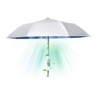 Parapluie avec ventilateur upf 50+ parapluie compact 8 ventilateur de côtes fortes avec filet de sécurité 2600mAh USB Soleil rechargeable 3 plis portable pour la journée pluviale ensoleillée, piscine