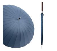Parapluie bâton de pluie droit à long manche en bois de couleur unie, parapluie bâton traditionnel à ouverture automatique avec 24 nervures et 45", parapluie droit en fibre de verre doté sky blue