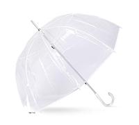 Parapluie Cacharel transparent en forme de cloche - Parapluie long pour femme en forme de bulle - PoE écologique - Ouverture manuelle-passepoil blanc - Diamètre 96 cm