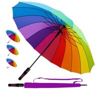 Parapluie Canne Solide Tempete Homme Femme 16 Baleines Resistant Vent Fort