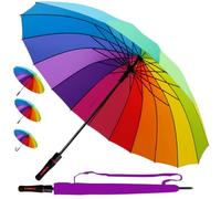 Parapluie Canne Solide Tempete Homme Femme 16 Baleines Resistant Vent Fort