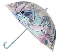 ARTESANÍA CERDÁ Parapluie Stitch – Transparent à pois – Ouverture manuelle – 100% POE