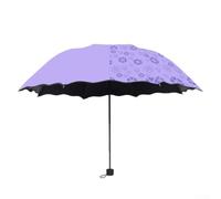 Parapluie changeant de couleur avec imprimé floral 3 plis et protection UV pour tous les temps (violet)