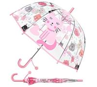 Parapluie Clair à Bulles Transparent pour Enfants - Poignée Courbée - Dôme Mignon - Parapluie de Sécurité