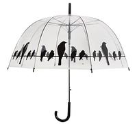 Parapluie Cloche/Dôme Transparent pour Femme - Ouverture AUTOMATIQUE - Joli Imprimé Oiseaux - Diamètre 82CM - Idéal pour Mariage et Photoshoot - Anti-vent