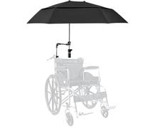 Parapluie de chaise avec une pince réglable, un parapluie de fauteuil roulant de la pluie / UV, 40,9 parasol à double côte étendu pour le landau, la poussette, le vélo, les chaises de plage, le gradi