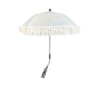 Parapluie de Landau pour Bébé de Style Bohème avec Pince Réglable, Pompon Résistant aux Ultraviolets, Parapluie de Plage Extérieur pour Enfants, Parasol D'extérieur pour Chariot,(Bleu clair)