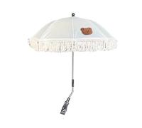 Parapluie de Landau pour Bébé de Style Bohème avec Pince Réglable, Pompon Résistant aux Ultraviolets, Parapluie de Plage Extérieur pour Enfants, Parasol D'extérieur pour(Ours bleu clair)