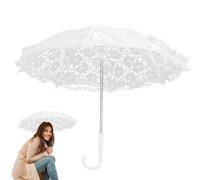 Parapluie De Mariage En Dentelle Blanche - Conception De Feuilles Élégantes Longueur Quarante-deux Centimètres, Petit Parasol En Dentelle Élégant Et Portable Parapluie De Mariée Poignée Confortable St