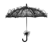 Parapluie de mariée de Mariage en Dentelle |Parasol élégant pour Une Ambiance Romantique |Accessoires Photo/Décor de fête/Performance |Conception Pliable fabriquée à la Main, (Black)