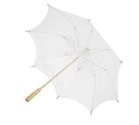 Parapluie de mariée en dentelle, parasol de mariage blanc, poignée en eucalyptus - artisanat élégant, structure en bois robuste, parfait pour la photographie et les cérémonies (blanc)