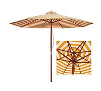 Parapluie de Parasol Umbrella ombré, Parapluie du marché en Bois à Rayures Blanches Jaunes avec Poteau Central de 38 mm 8 côtes, Parapluie de Patio-9 Pieds (Taille: 9 Pieds)