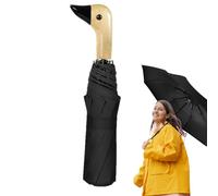 Parapluie de - Parent pare-soleil pliable, parapluie de voyage compact | Ombrage en bois pour femmes enfants, accessoire de protection légère contre la pluie avec bouclier UV, design durable, noir