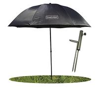 Parapluie de pêche Ø 220 cm, parapluie de pêche avec support de parapluie et piquets, protection contre la pluie, le vent et les rayons UV, 2 hommes et bagages à la carpe + étui gratuit 90209