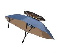 Parapluie de pêche monté sur la tête, pare-soleil double couche, imperméable, chapeau pliable léger pour la pêche, le travail, la photographie (95 mm, gel doré, bleu marine)