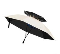 Parapluie de pêche monté sur la tête, pare-soleil double couche, imperméable, pliable, chapeau léger pour la pêche, le travail, la photographie (110 mm, beige)