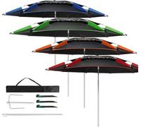 Parapluie De Pêche -Parapluie Rond Inclinable, 8 Côtes Robustes Hauteur Réglable Bords Festonnés Abri De Soleil pour Plage, Cour, Tables D’extérieur Et De Terrasse, Blue, 2.2m(7.2ft)