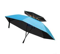 Parapluie de pêche pliable avec pare-soleil double couche et 14 baleines pour une résistance au vent en bleu tibétain (110 mm bleu)