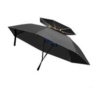 Parapluie de pêche pliable avec pare-soleil double couche et 14 baleines pour une résistance au vent en bleu tibétain (110 mm noir foncé)