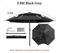 Parapluie De Pêche Pliant Anti-Uv,Protection Solaire Extérieure,Réglable,Étanche,Grand Parapluie De Poisson,Accessoires De Pêche,Été - Type 2.6m Black Grey