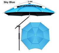 Parapluie De Pêche Réglable À 2.0 ° Pour Touristes,Double Couche,Étanche,Anti Uv,Grand Parasol De Qualité, - Type 2.4m Sky Blue