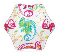 Parapluie de pluie à pointes arrondies pour enfants de 4 à 8 ans, auvent de 88,9 cm, vert et rouge, caméléons blancs