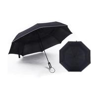 Parapluie de Poche a Ouverture Automatique - Résistant au Vent, Bourrasques, Tempêtes - Bande Réfléchissante - Ø103 cm - Noir