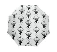 Parapluie de poche gris cerf dessin animé, ouverture et fermeture à une | Mini parapluie pour voyage, impression par transfert thermique à l'extérieur, design 3 plis, 293 g