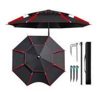 Parapluie de soleil en plein air, Parapluie de jardin, Parapluie de pêche, Parapluie de pêche, Double Canopy Umbrella, Terrace Sunshade Umbrella, 360-Degree Fishing Umbrella, Portable Yard Umbrella,