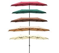 Parapluie De Terrasse Extérieur Portable, Parasol Rectangulaire, Imperméable, 1 Pièce, Coupe-Vent, Base Exclue, Manivelle, for Jardin, Piscine, Cour, Plage(Dark Green)