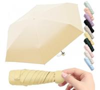 Parapluie de Voyage Anti-UV Petit Parapluie Mini Parapluie Portable Parapluie de Poche Parapluie Ultra Léger Portable Coupe-Vent Transport Quotidien Convient à Toutes les Personnes (Jaune crème)