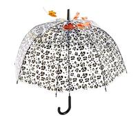 Parapluie de voyage - Auvent à bulles à dôme ouvert automatique de 80 cm, protection légère contre le vent et la pluie, parapluie bâton | Imprimé léopard, Design Transparent, marche en plein air,