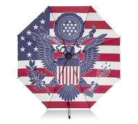 Parapluie de voyage compact American USA Great Seal - Coupe-vent - Noir - Protection UV - Pliage automatique - Pour la pluie et le soleil