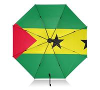 Parapluie de voyage compact avec drapeau Sao Tomé Principe - Coupe-vent - Protection UV - Inversion automatique - Pour la pluie et le soleil