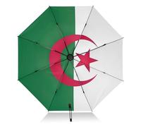 Parapluie de voyage pliable avec drapeau de l'Algérie - Noir - Protection UV - Automatique - Pour le soleil, la pluie et les voyages