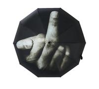 Parapluie de voyage pliable avec empreintes digitales, protection UV, motif imprimé doigt salué, léger pour homme et femme, cadeau, Noir , Compact Folding