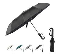 Parapluie de voyage pliable compact avec boucle à anneau, pour la pluie et le soleil, ouverture et fermeture automatiques, 10 baleines, parapluie portable pour hommes et femmes, Noir , 23"