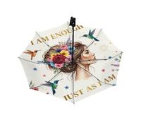 Parapluie de voyage pour la pluie et le soleil - Citations inspirantes I Am Enough Coupe-vent Compact Automatique Pliable à l'envers pour femmes et enfants, ouverture automatique, petit parapluie