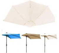 Parapluie Demi-Rond Remplacement Haut 270cm/9ft 5 Côtes Parapluie Auvent Couverture Patio Extérieur Parasol Tissu Couverture De Remplacement, Beige, 270cm/9ft-5ribs