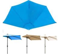 Parapluie Demi-Rond Remplacement Haut 270cm/9ft 5 Côtes Parapluie Auvent Couverture Patio Extérieur Parasol Tissu Couverture De Remplacement, Blue, 270cm/9ft-5ribs
