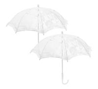 Parapluie en Dentelle de Mariage Blanc 2 Pièces, Poignée Acier | Accessoire Léger et Portable, Usage Théâtre ou Décor Photo, Style Élégant, Classique et Romantique