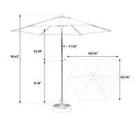 Parapluie extérieur rectangulaire double face 9 Ft Marine Bleu grand modèle avec manivelle tissu résistant sans socle