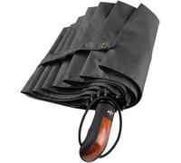 Parapluie Foldig Parapluie Automatique Rai WOME Wood Hadle Me Widproof Compact Travel, Black with Pattern, A