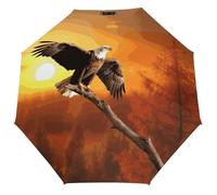 Parapluie Golden Sunset Bald Eagle, coupe-vent, compact, pliable et léger, idéal pour les ges, la pluie et le soleil. 8 baleines et housse de protection incluse, compatible voiture et sac à dos.